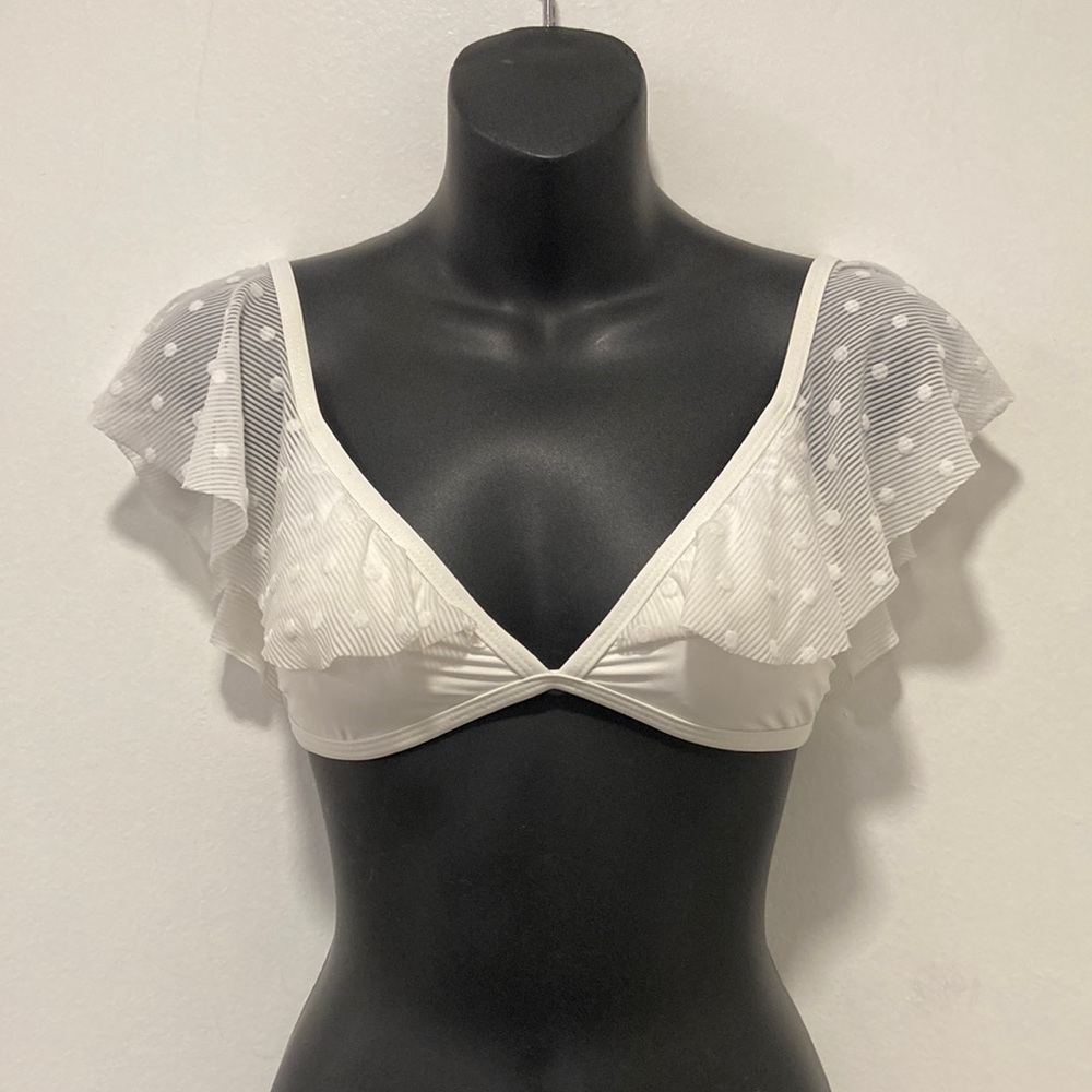 Ella Moss White Bikini Top with Overlay Size Small
